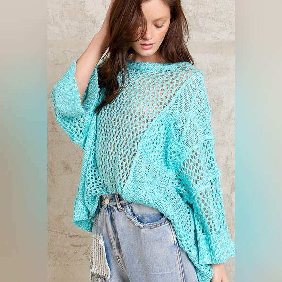 POL Sweaters - #28 POL 🌸CLOSEOUT PRICE FIRM 🌸New! Pol Oversized Chunky Crochet Sweater Top